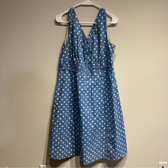 Boden Dresses & Skirts - Retro Pinup Boden Sky Blue and White Polka Dots Dress Size‎ 12